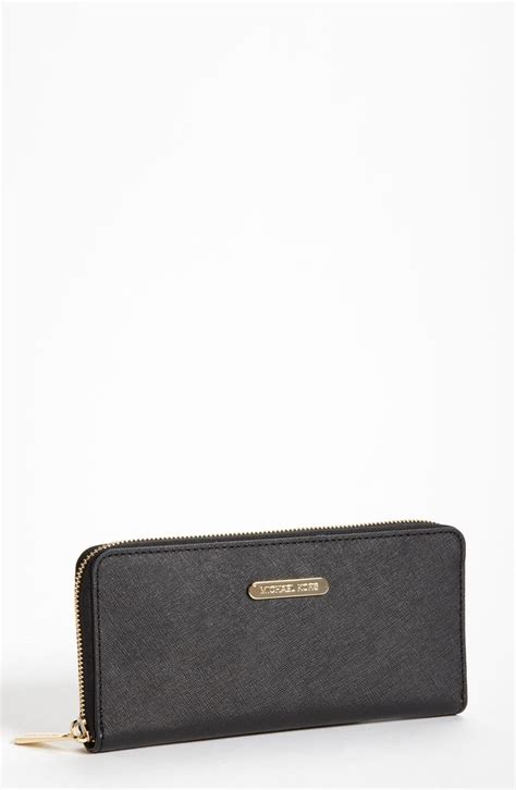 michael kors saffiano leather zip around wallet black